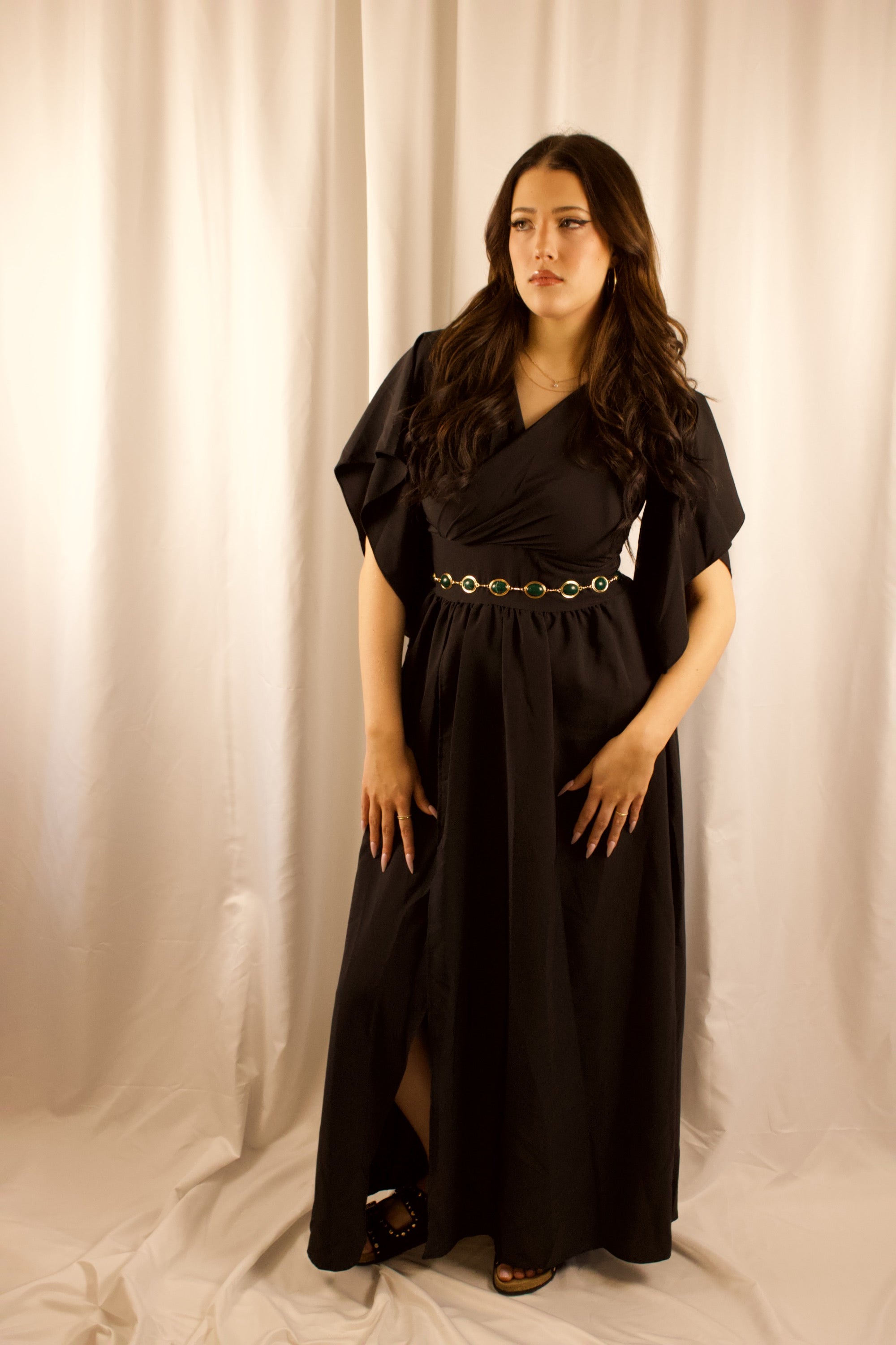 Flutter Sleeve Surplice Tie Waist Dress