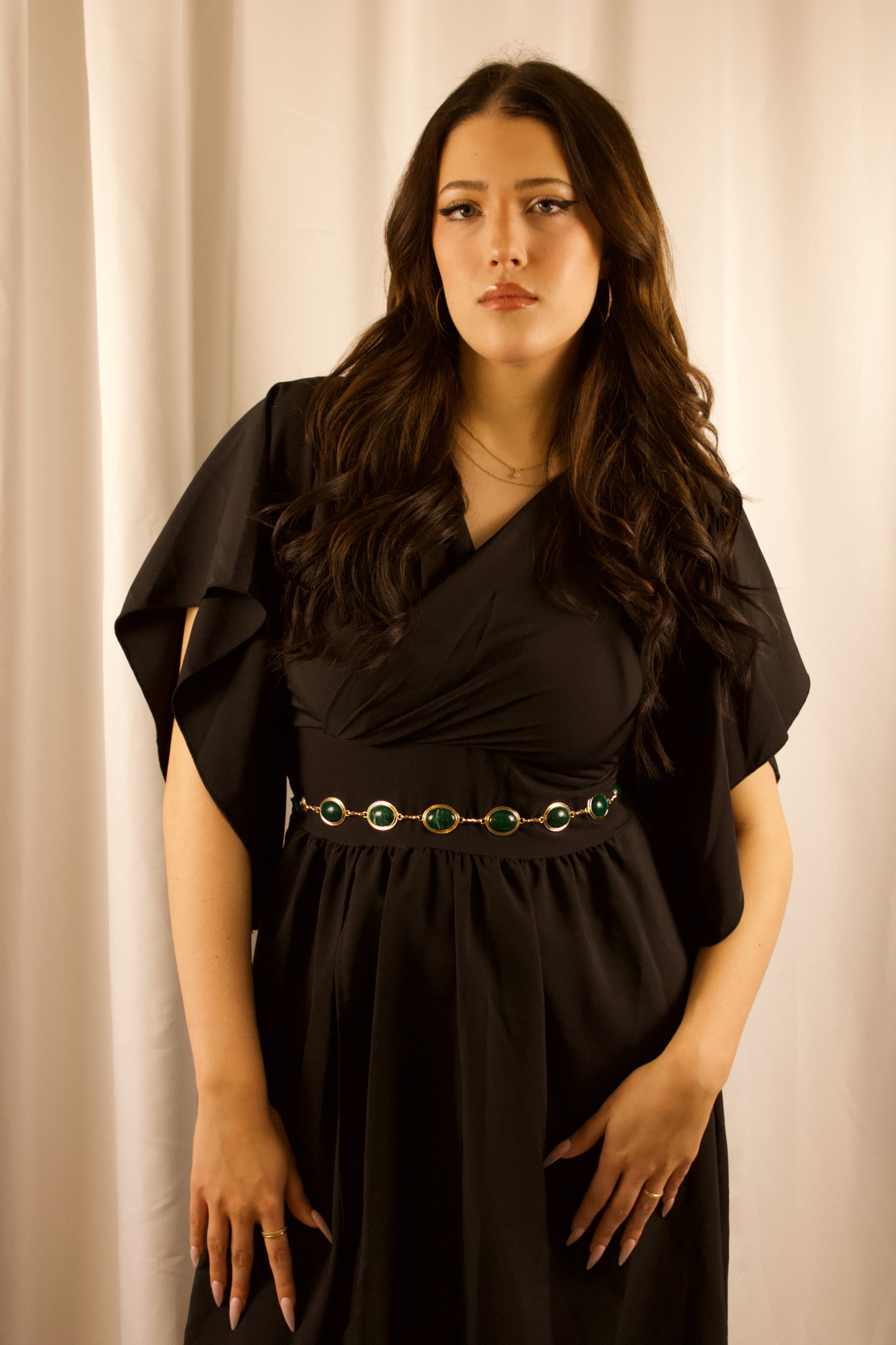 Flutter Sleeve Surplice Tie Waist Dress