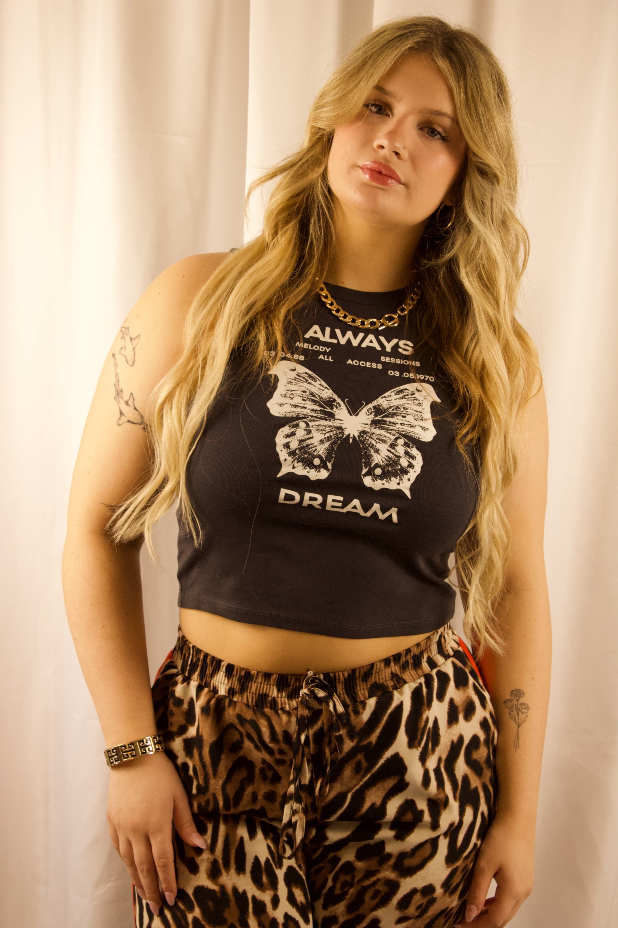 Leopard Print Wide Leg Pants with Side Stripe