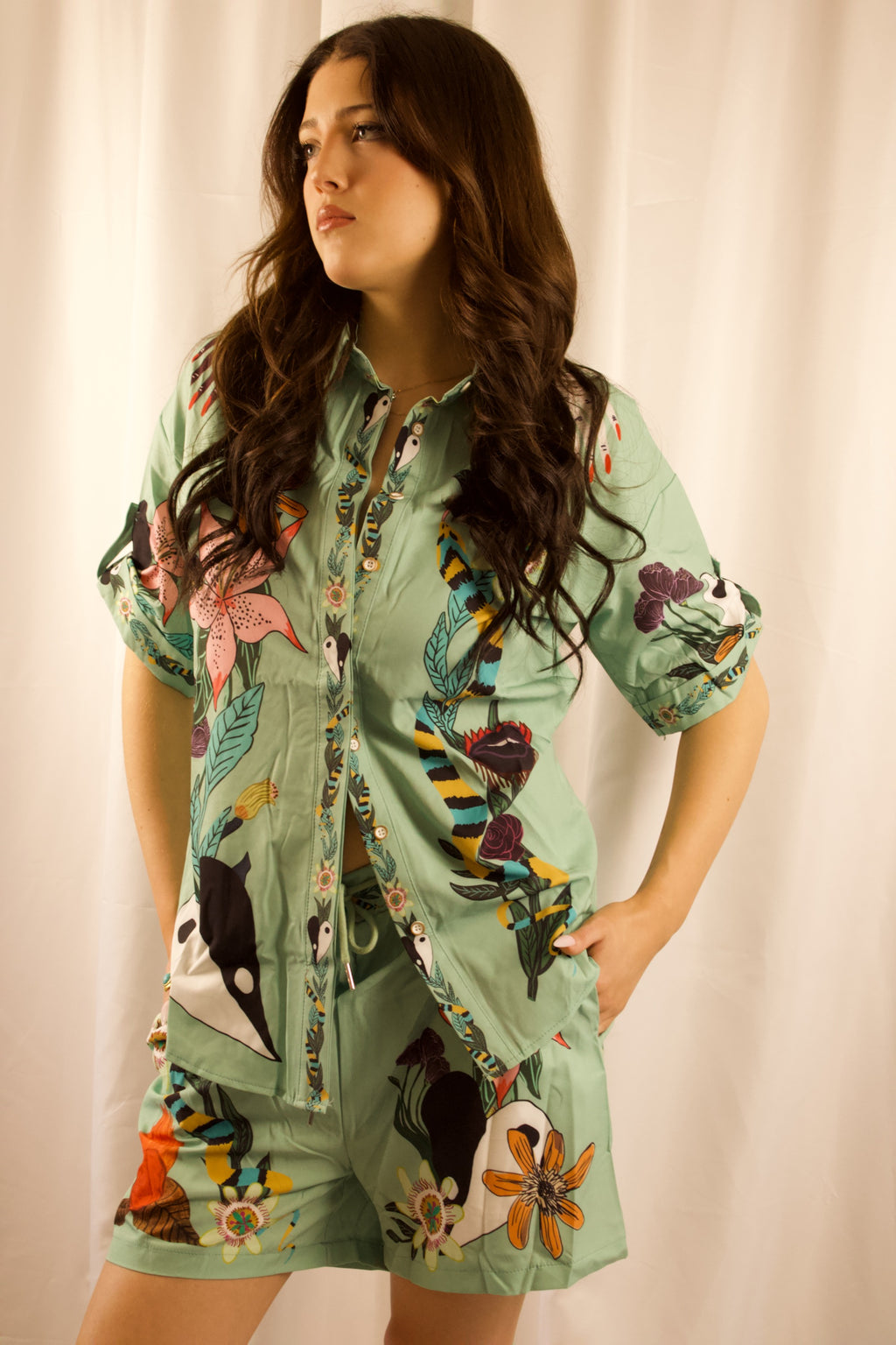 Tropical Paradise Floral Print Shirt and Shorts Set