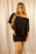Off-Shoulder Three-Quarter Sleeve Mini Dress
