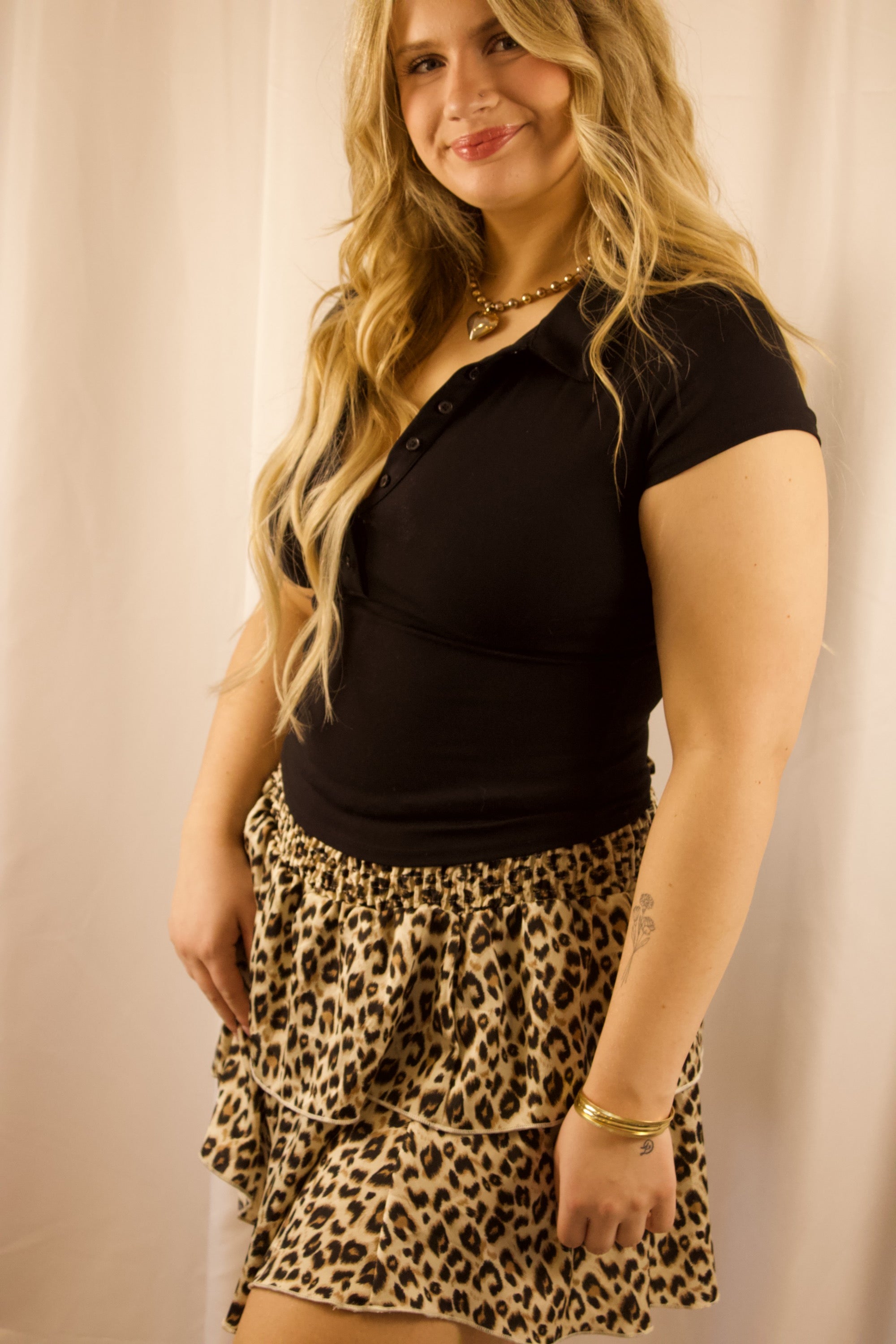 Collared Neck Short Sleeve Top