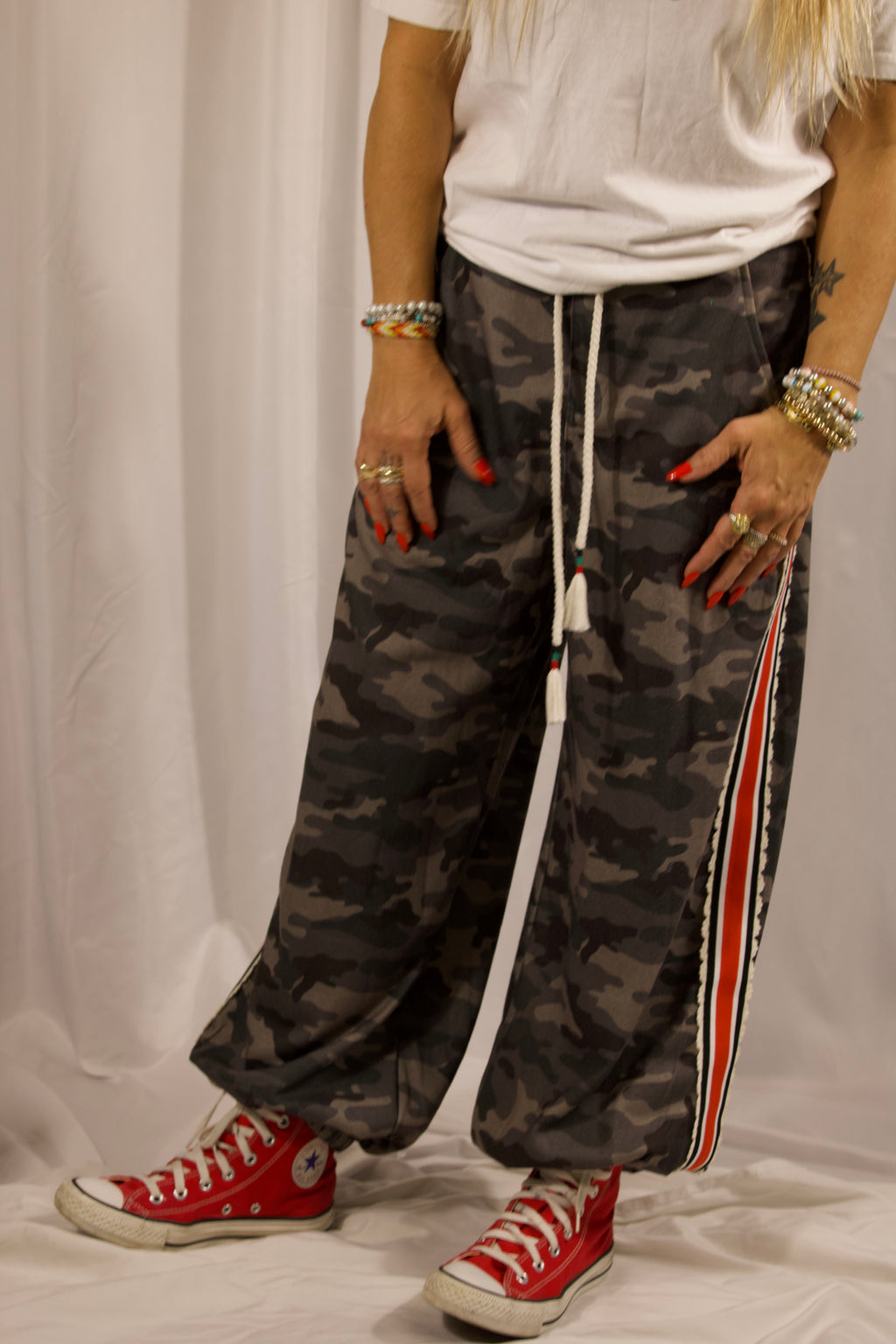 Camo Print Drawstring Waist Joggers
